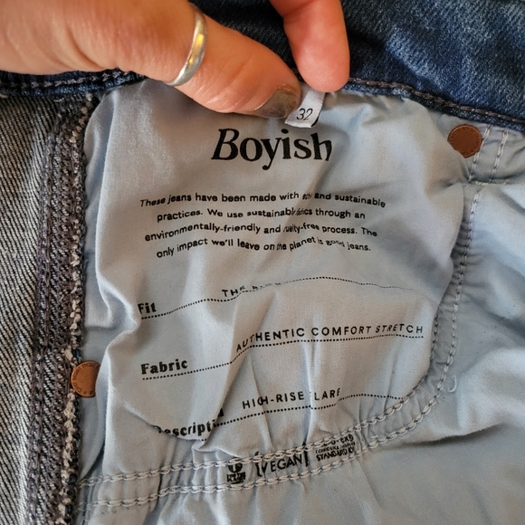 FREE PEOPLE BOYISH The Ricky Denim Stretch High-Rise Flare Jeans Blue - Picture 10 of 11